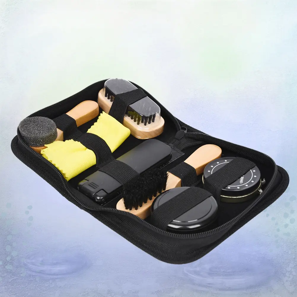 8pcs Shoe Brush Polish Set Durable Light Weight Shoes Cleaning Kit Portable Travel Polishing Tool Scrubbing for Boots