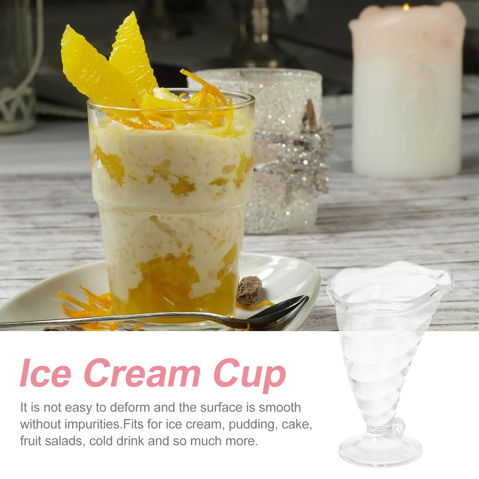Transparent Beverage Cups Clear Ice Cream Dessert Containers Party Drink Drinking Cup Kitchen Disposable Barware
