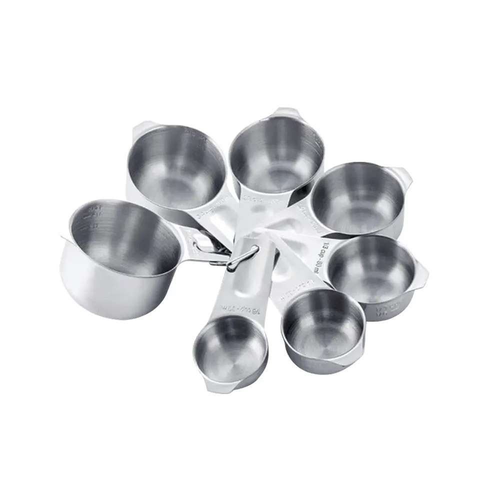 7pcs StainlessSteel MeasuringSpoonsSet 7Sizes DryLiquid KitchenBaking MeasuringCups Spoon NestableStackable Storage