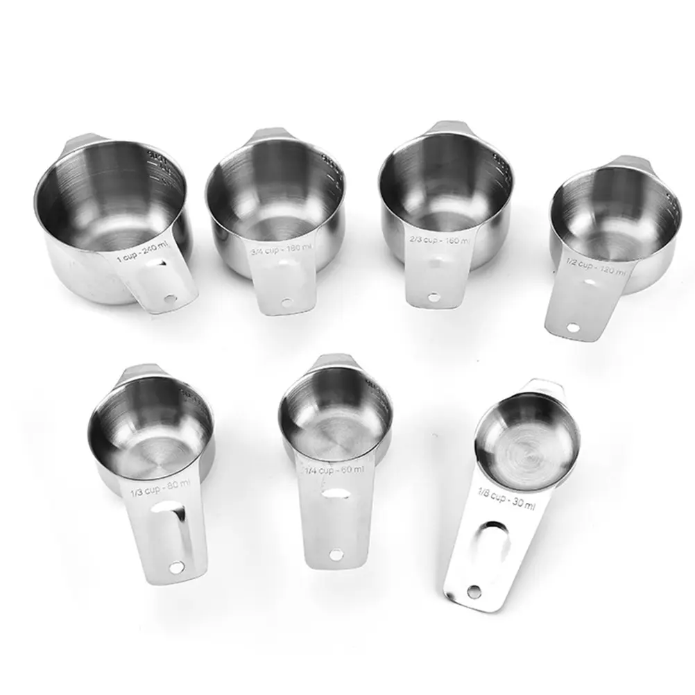 7pcs StainlessSteel MeasuringSpoonsSet 7Sizes DryLiquid KitchenBaking MeasuringCups Spoon NestableStackable Storage