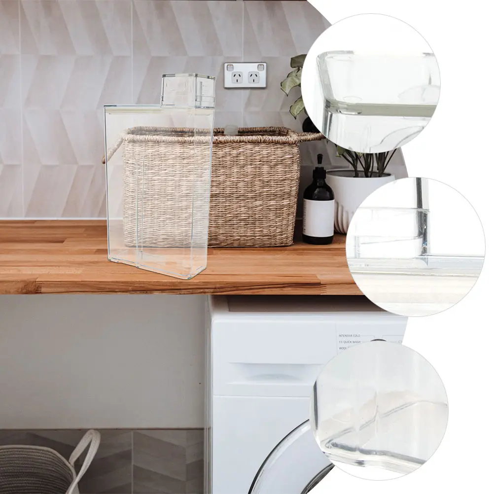 2Pcs Laundry Detergent Storage Box Transparent Large Capacity Refillable Soap Dispenser Bucket Laundry Room Containers