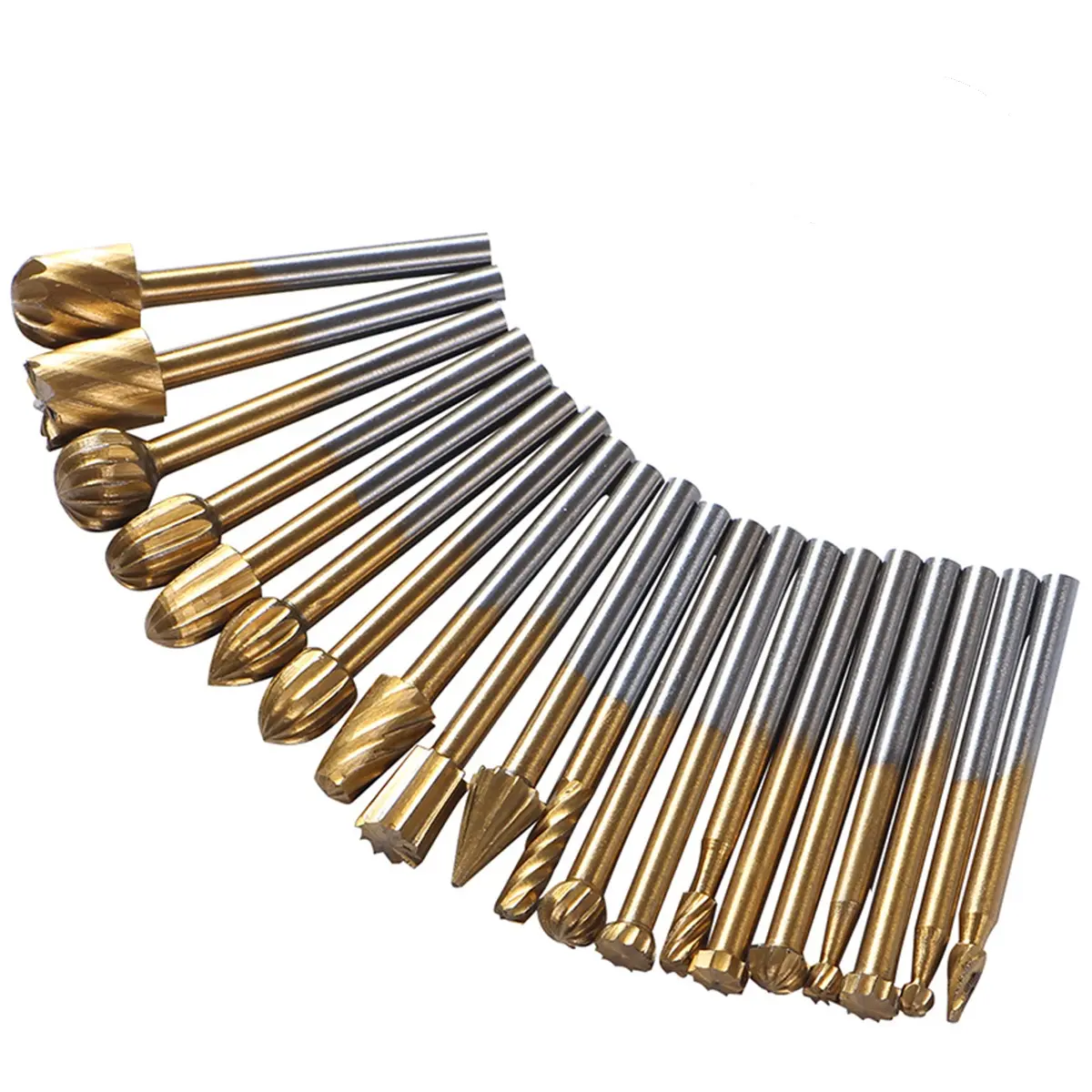 20 Pcs High Carbon Steel Routing Router Bits Burr Rotary Tools Suit Woodworking Carving Engraving Drilling Rotary Tools
