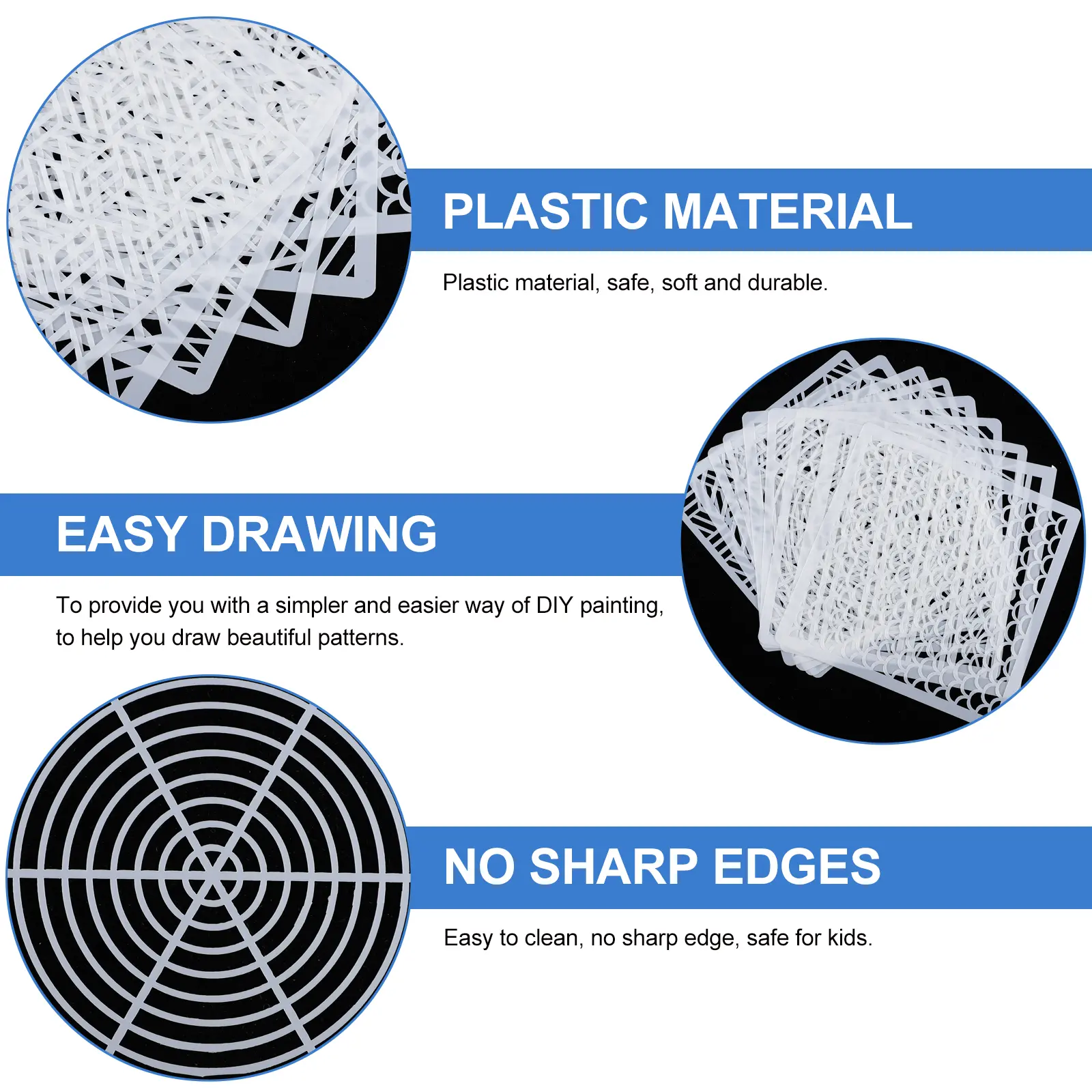 9pcs Painting Template Stencils Craft Reusable Drawing Mold Plastic Beautiful Hollow Patterns Washable Durable Easy Clean Safe