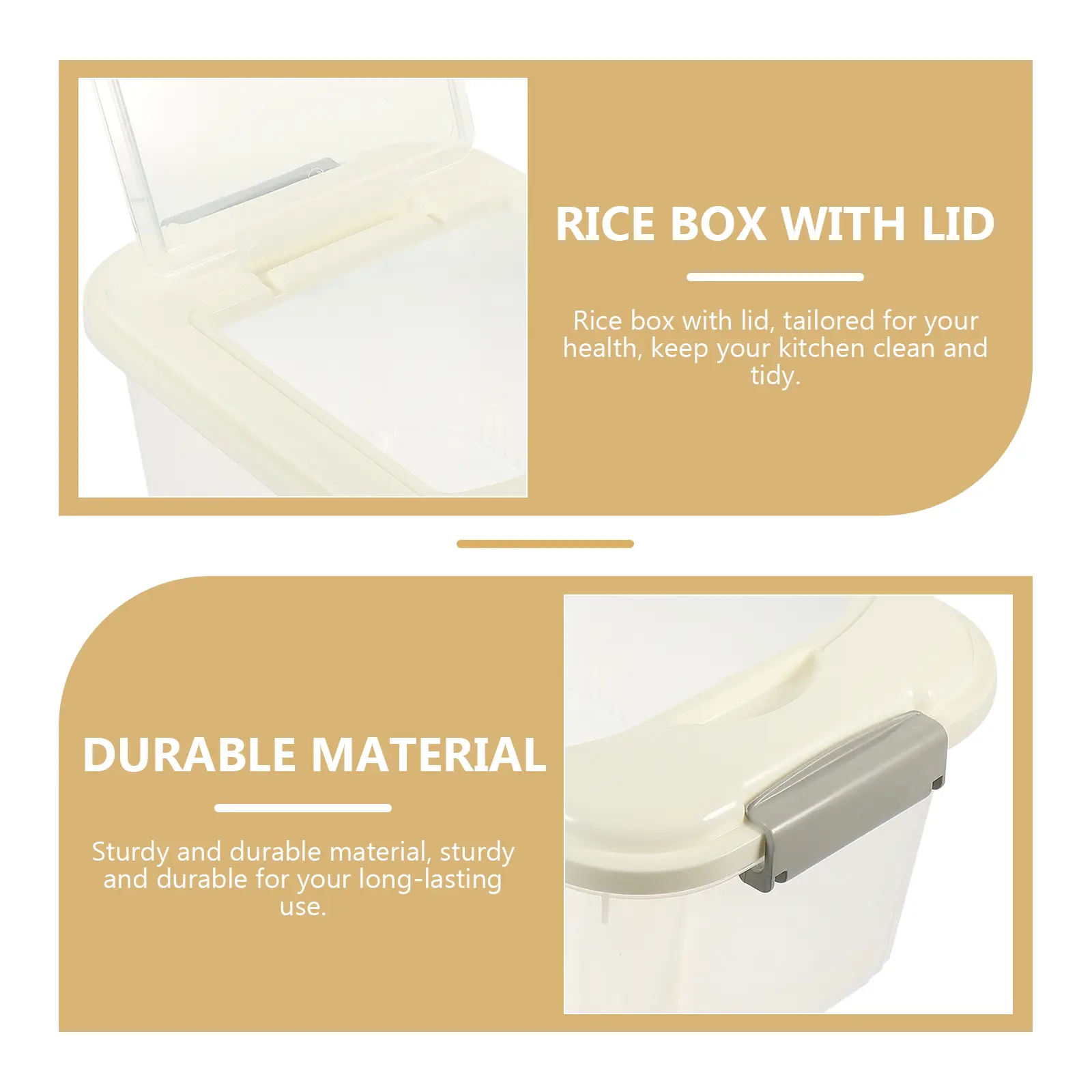 Transparent Rice Bucket Large Capacity PP Food Grade Airtight Storage Container For Kitchen Flour Soybeans Cereal Box