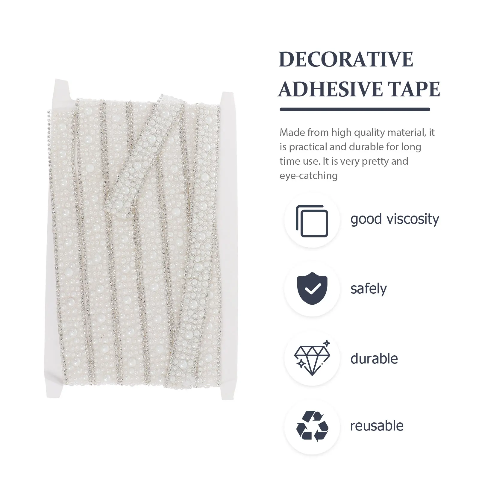 Pearl Chain Resin Webbing 3M Self Adhesive Sparkling Tape DIY Craft Jewelry Making Lightweight Portable Birthday Gift