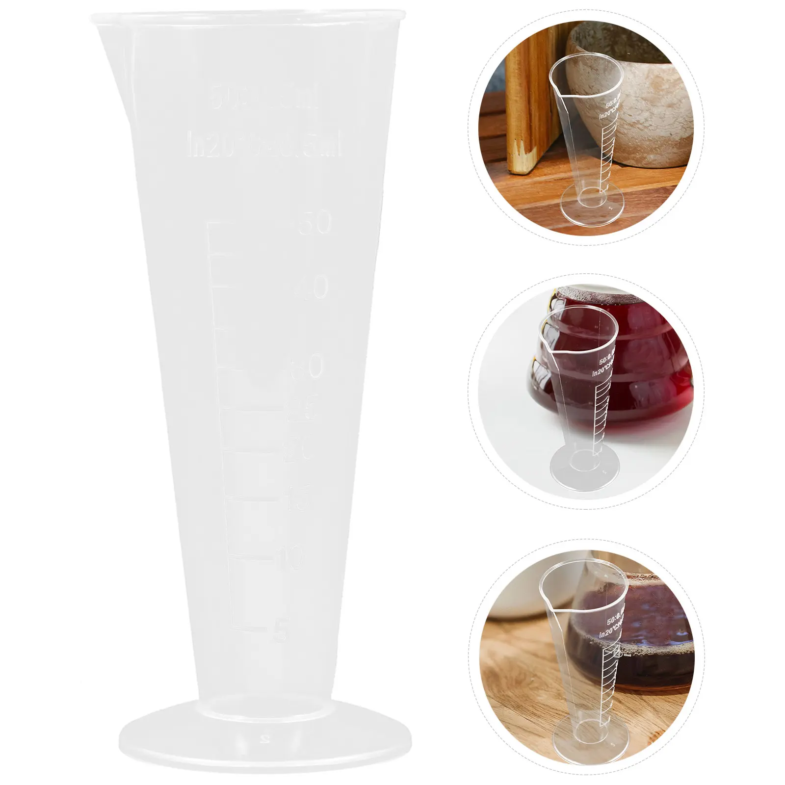 2pcs Plastic Cups 50ml Cone Graduated for Baking Kitchen Liquid Mixing Plastic Measuring Cup Easy Comfortable Practical