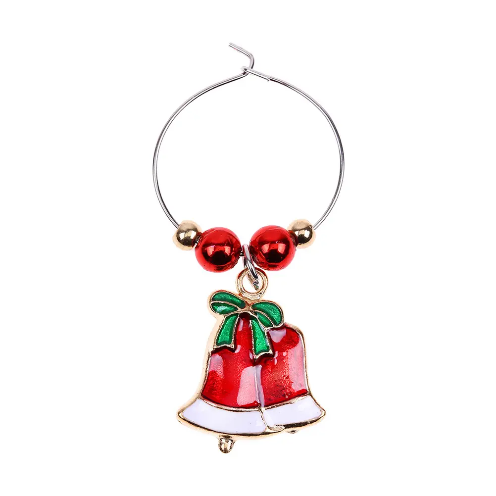 6pcs Glass Rings Christmas Decorative Drinking Cup Rings Goblet Pendant Bar Tools Holiday Party Accessories