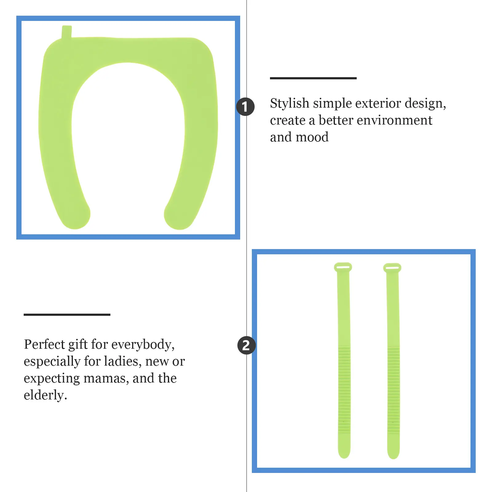 Silicone Toilet Mat Light Green Bathroom Seat Cover Detachable Ecofriendly Soft Warm Ladies Elderly Gift Toilet Seat