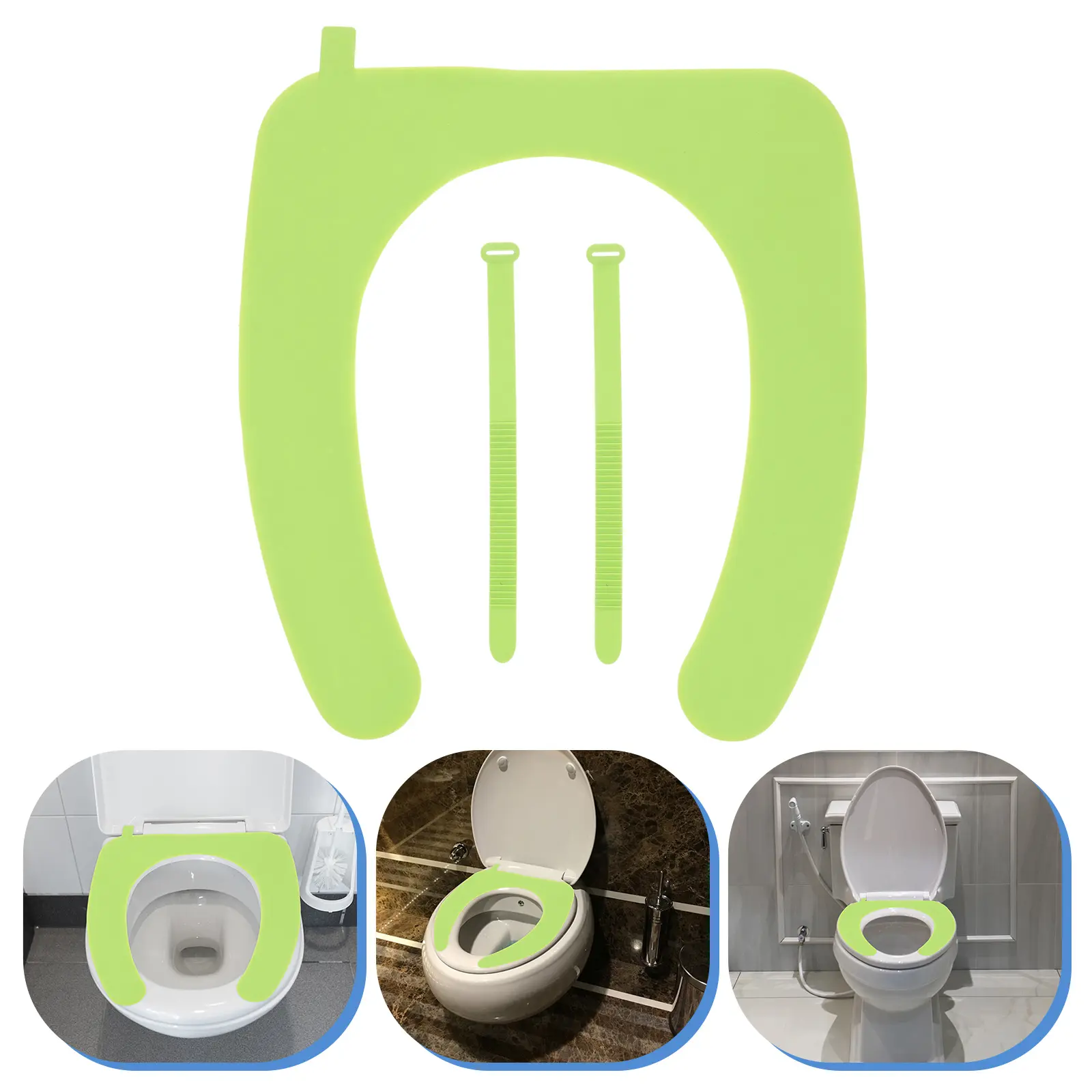 Silicone Toilet Mat Light Green Bathroom Seat Cover Detachable Ecofriendly Soft Warm Ladies Elderly Gift Toilet Seat