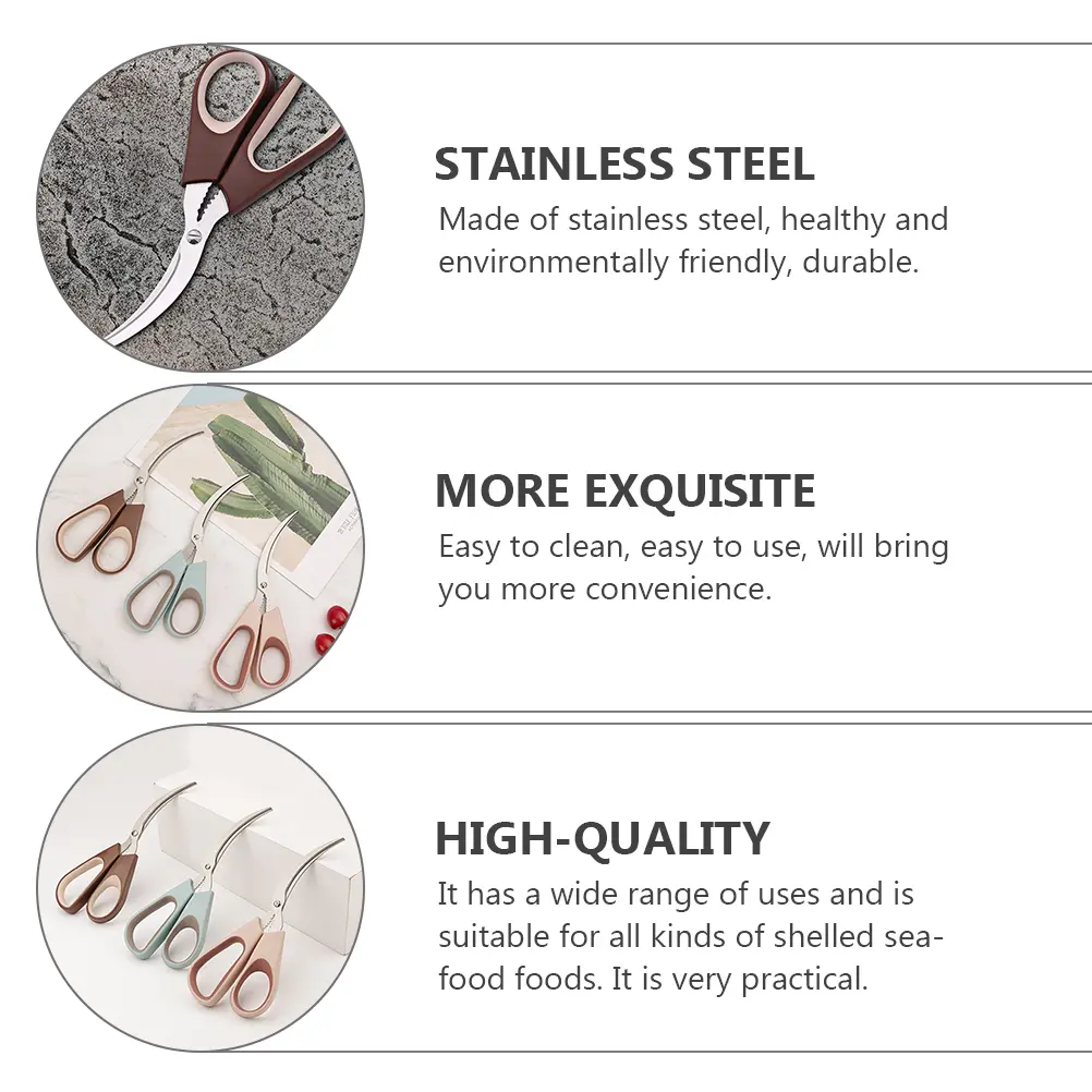 2Pcs Crab 3cr13 Stainless Steel Seafood Tools Lobster Shrimp Shell Remover Kitchen Seafood Scissor Gadgets