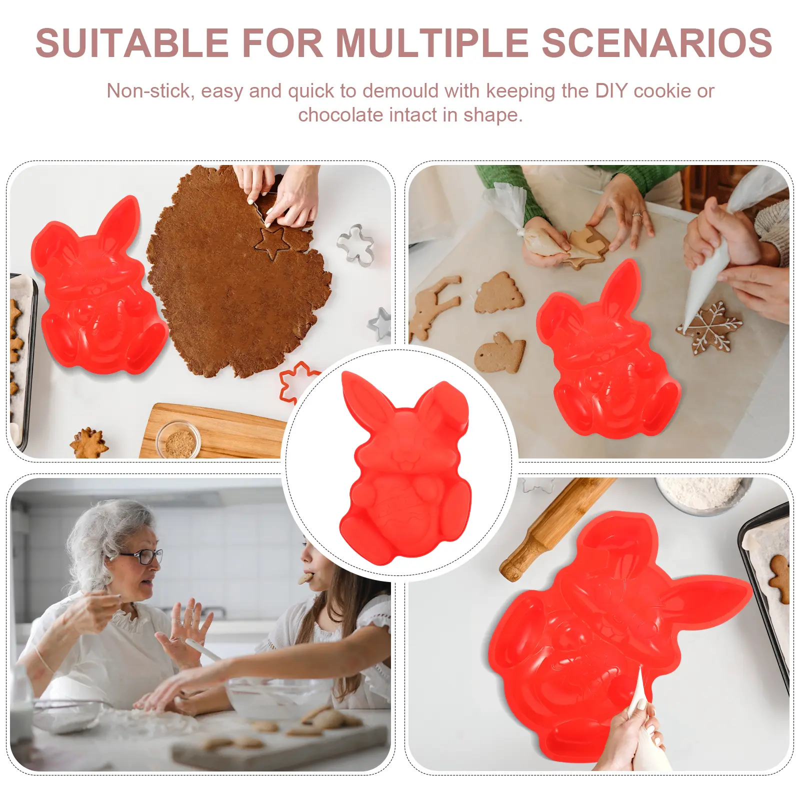 Silicone Easter Egg Fondant Cake Mould Mold Fondant Chocolate Cake Baking Tool Nonstick Easy Demold Homemade Candy Kitchen