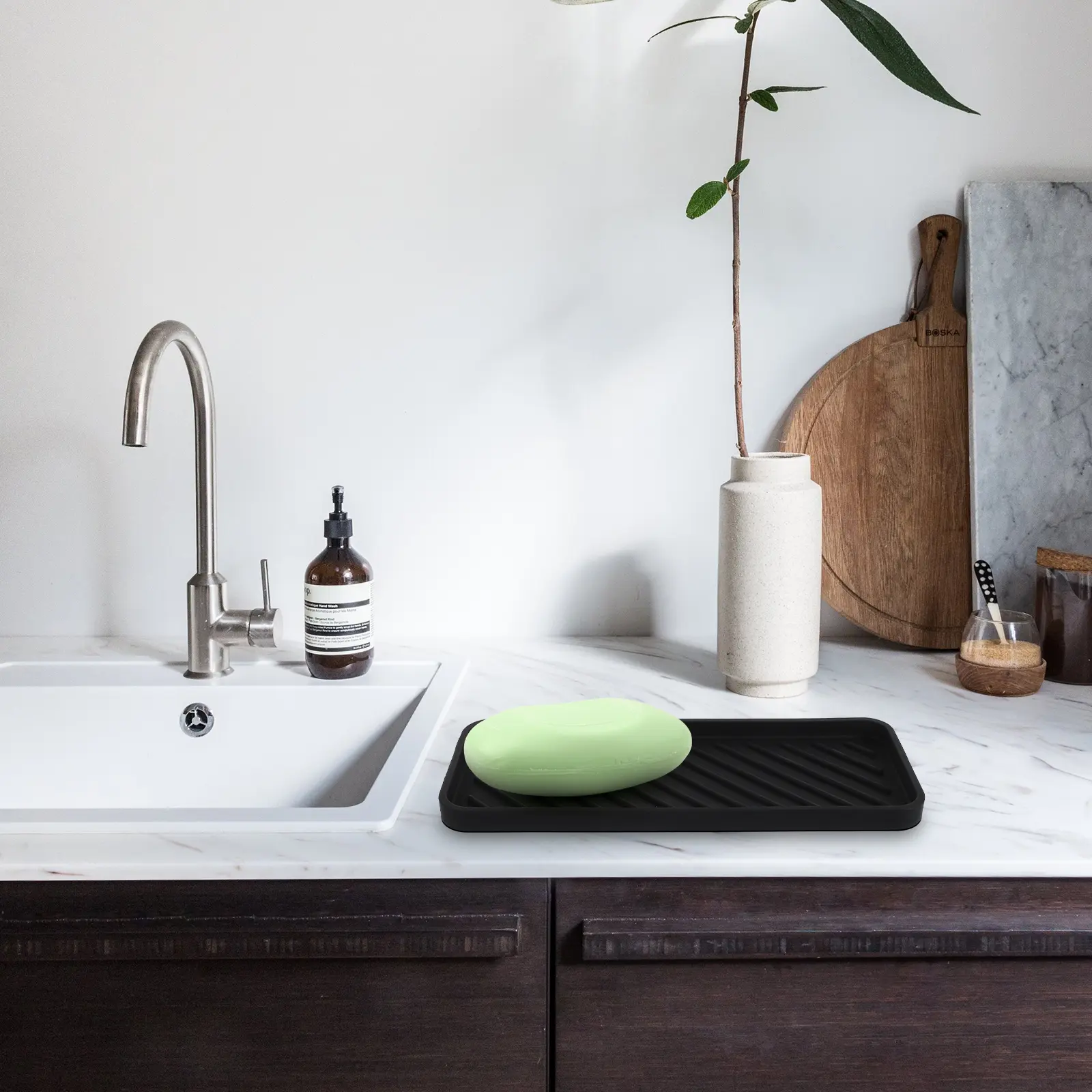 2Pcs Silicone Soap Dish Black Bathroom Tray St Multifunctional Holder AntiSlip Design For Bar Soap Sponge Storage