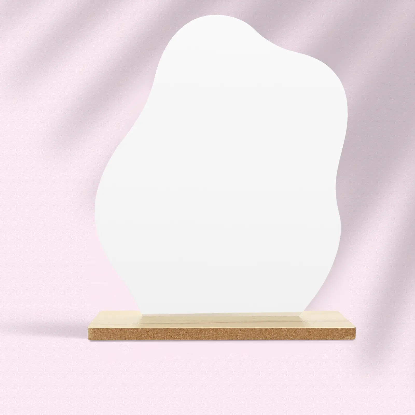 Irregular Flip Vanity Mirror with Wooden Stand for Bedroom Bathroom Desk Home Decor Portable Makeup Mirrors Acrylic Surface