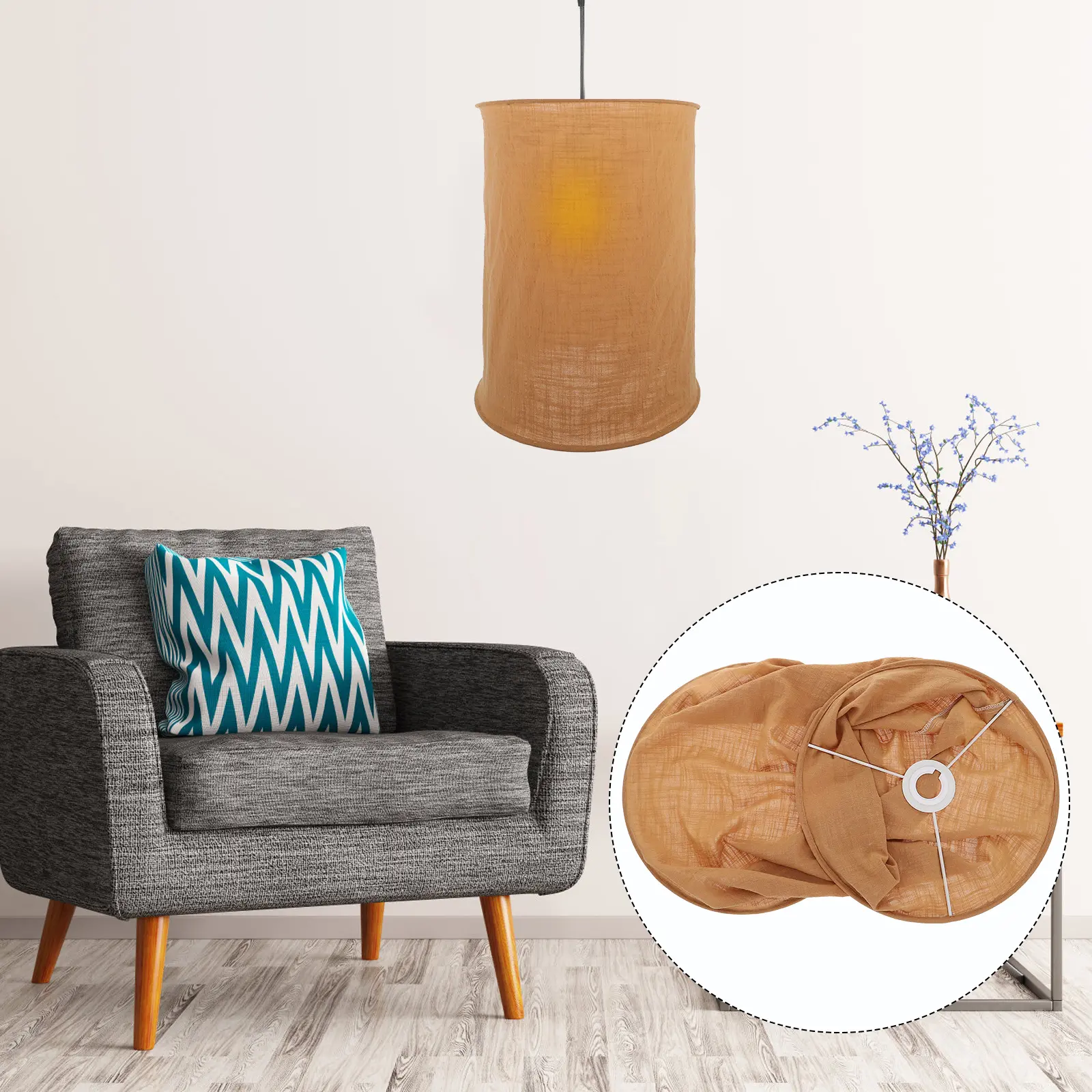 Elegant 34cm Cloth Lampshade Hanging Lamp Shade for Pendant Hanging Lamp Cover Ceiling Light Ch Bedroom Decor