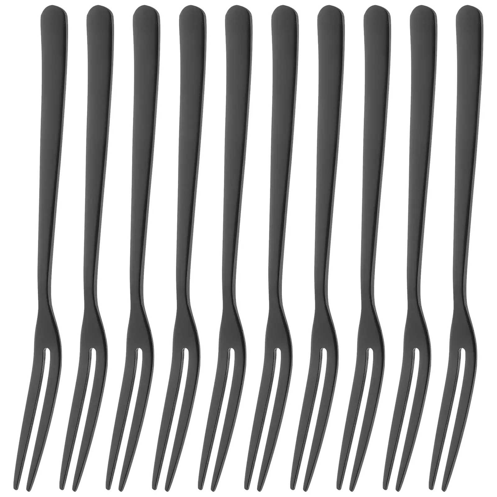 10pcs Fruit Forks Stainless Steel Reusable Party Picks Cake Dessert Cupcake Salad Two Prongs Safe Family Stylish Tableware