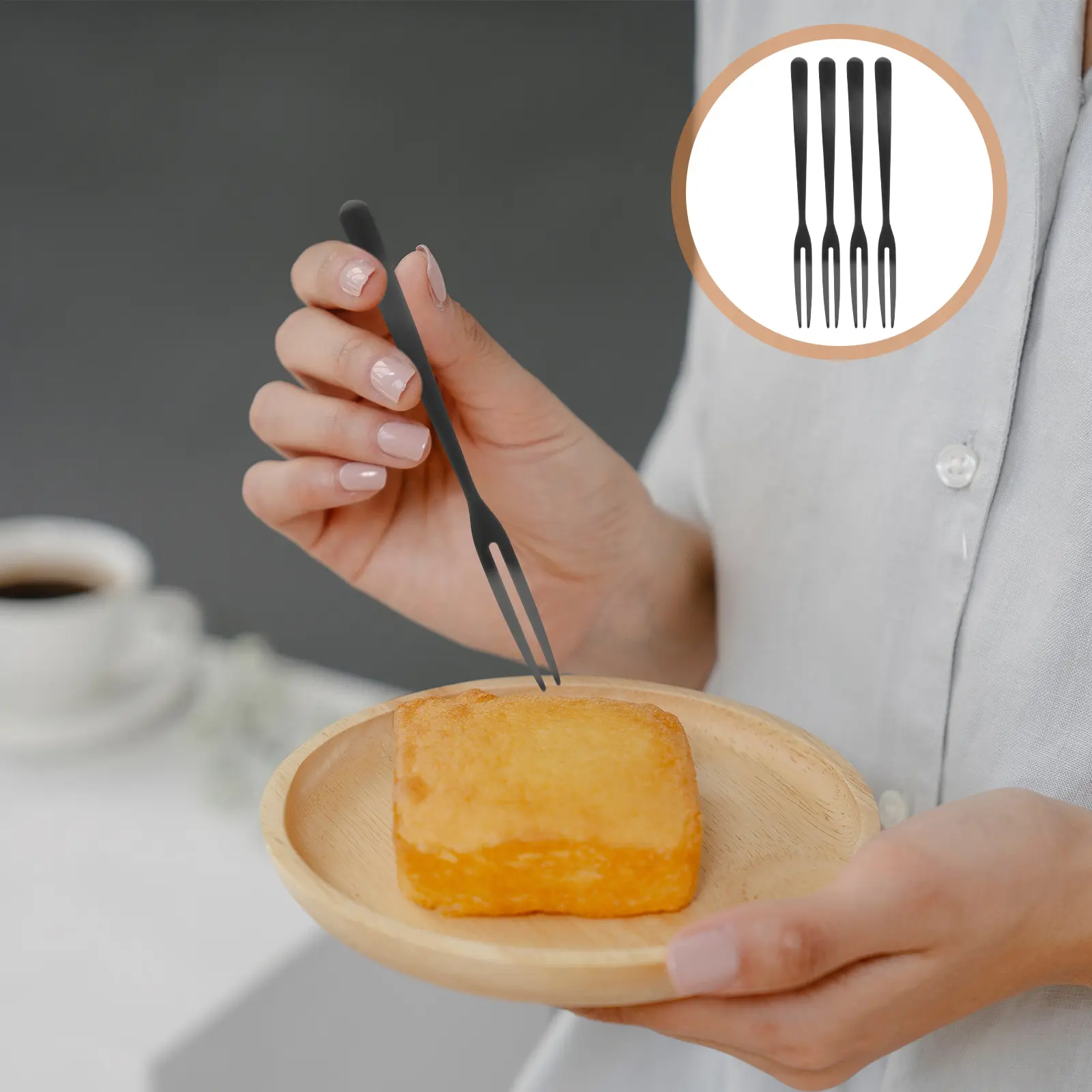 10pcs Fruit Forks Stainless Steel Reusable Party Picks Cake Dessert Cupcake Salad Two Prongs Safe Family Stylish Tableware