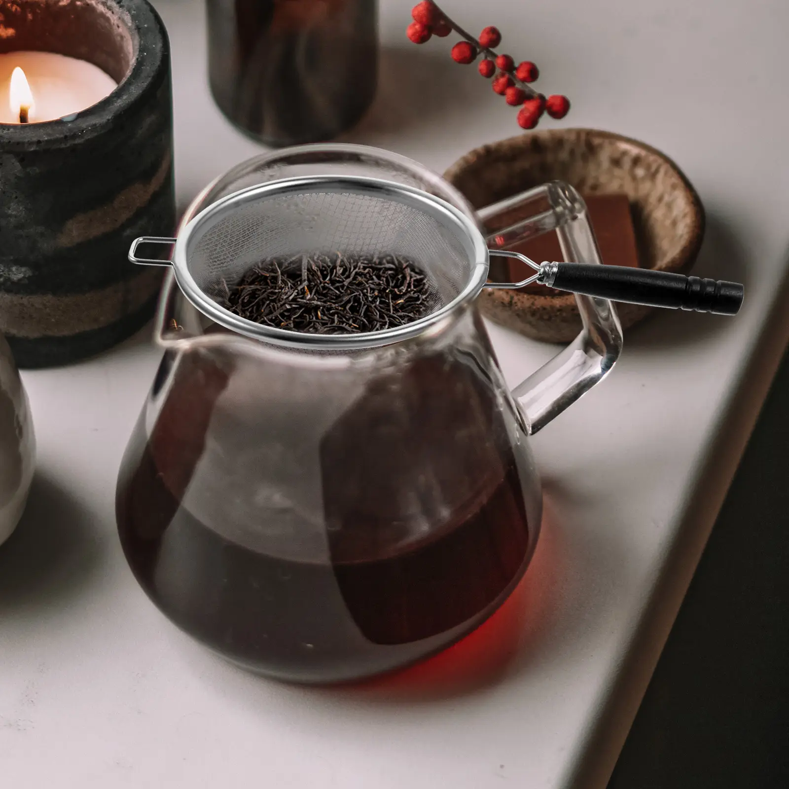 Tea Strainer Fine Mesh Strainers Stainless Steel for Liquids Leaf with Handle Maker