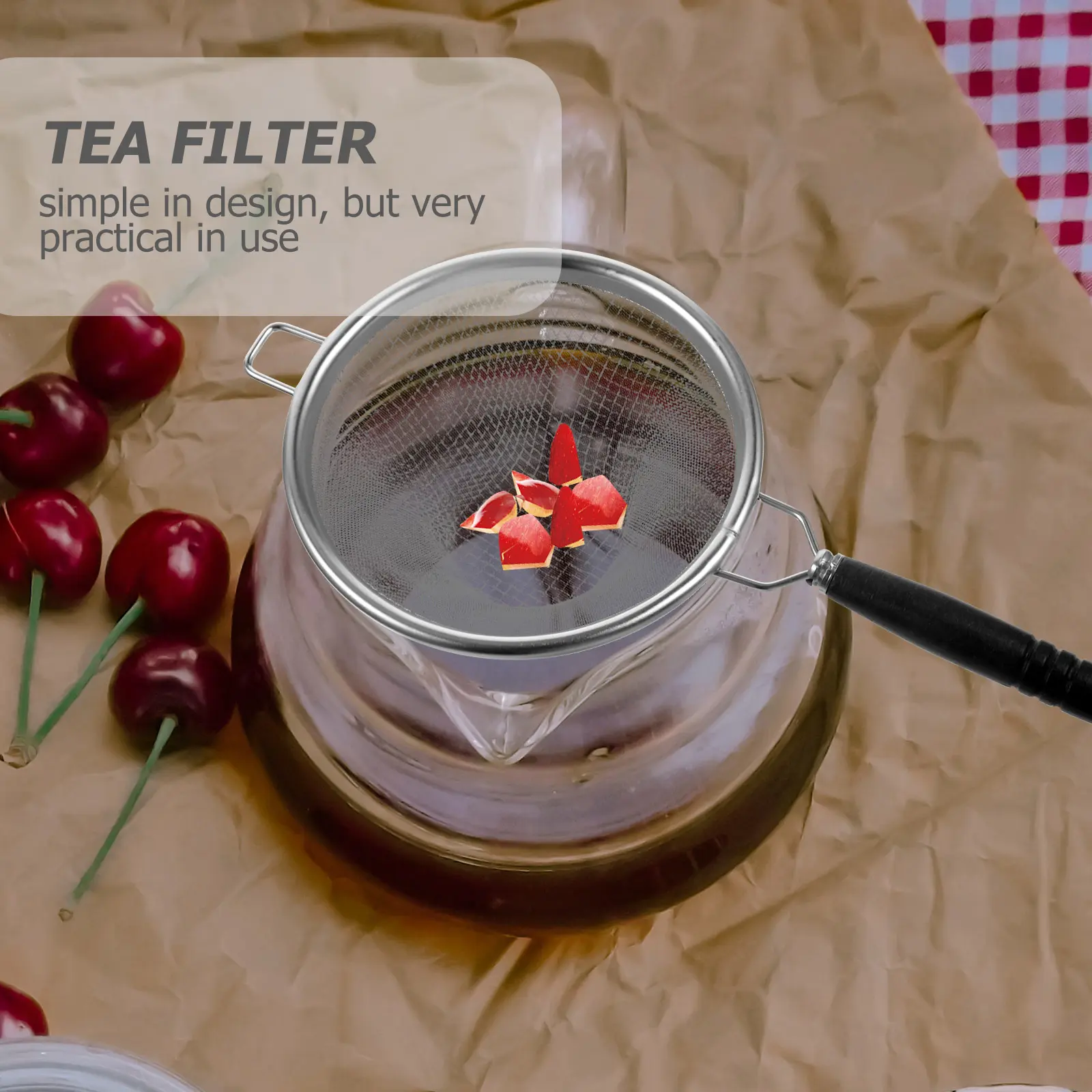 Tea Strainer Fine Mesh Strainers Stainless Steel for Liquids Leaf with Handle Maker