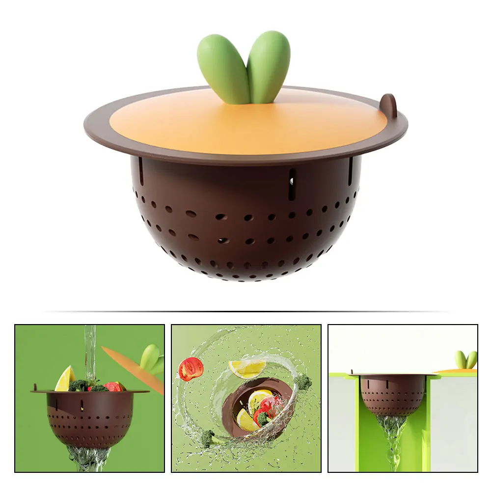 Cartoon Kitchen Sink Strainer Tpr Floor Drain Cover Deep Brown Smooth Drainage Suitable Most Drains Silicone