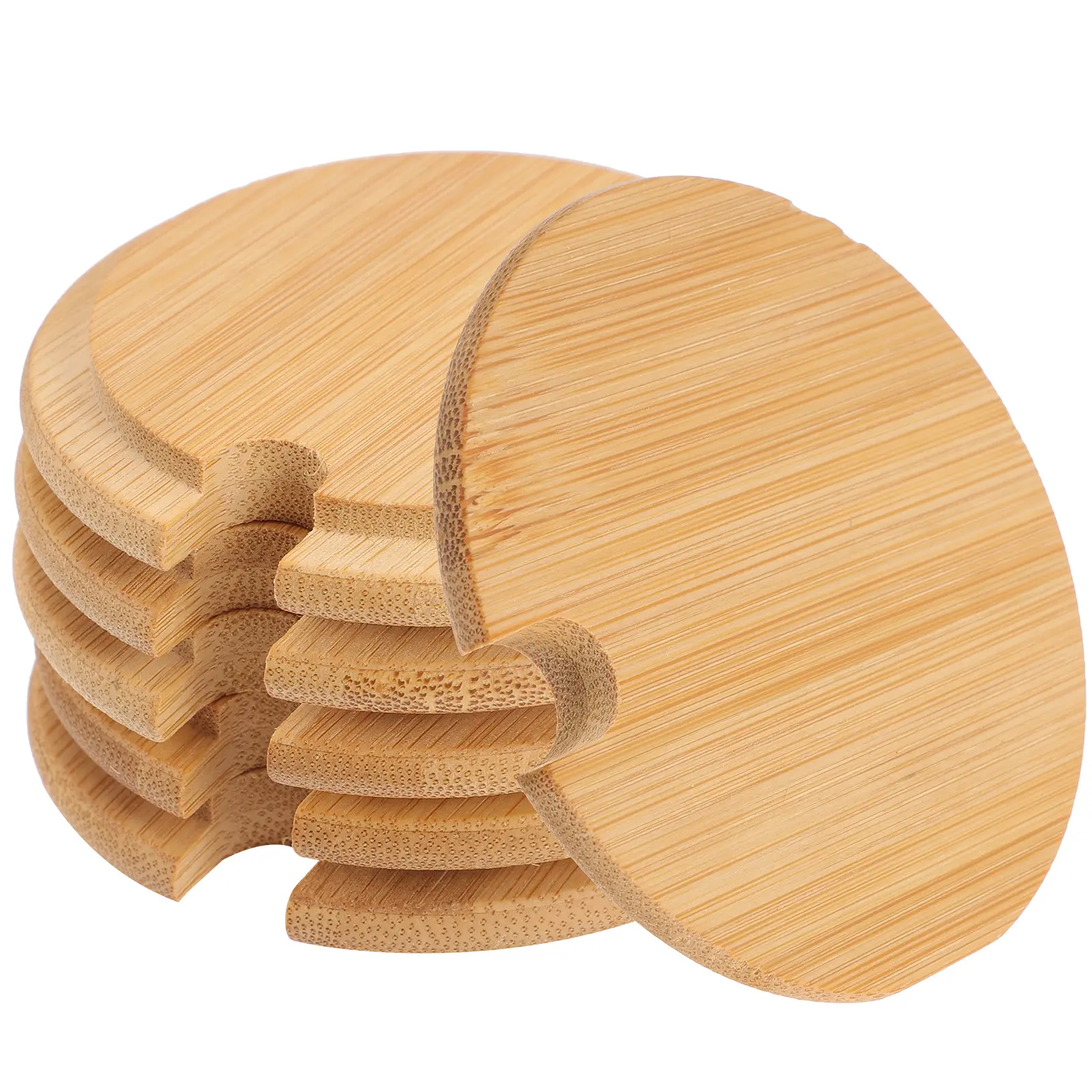 6pcs Lid Wood Cover for Drinks Mug Dust proof Airtight Jar Bamboo Bottle Cover Bamboo Bottle Glass Ceramic Kitchen Bar