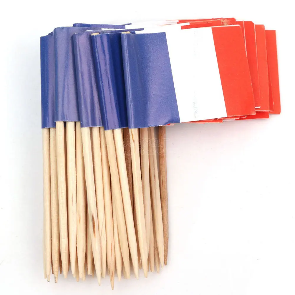 200pcs Cocktail Flag Picks National Flag Sign Fruit Toppers Party Decoration Skewer Picks for Drinks Dessert Wooden Bar Tools