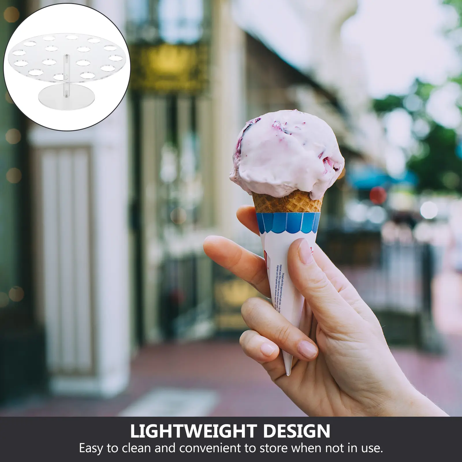 Acrylic Ice Cream St 16 Holes Transparent Display Rack Dessert Cone Holder Storage Accessory Thickened Polished