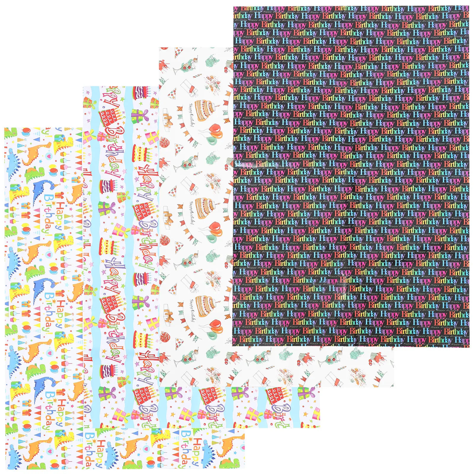 4 Sheets Birthday Wrapping Paper 80g Coated Reusable Gift Packing Sheets for Candy Chocolate Ornament Storage Easy Holiday Party