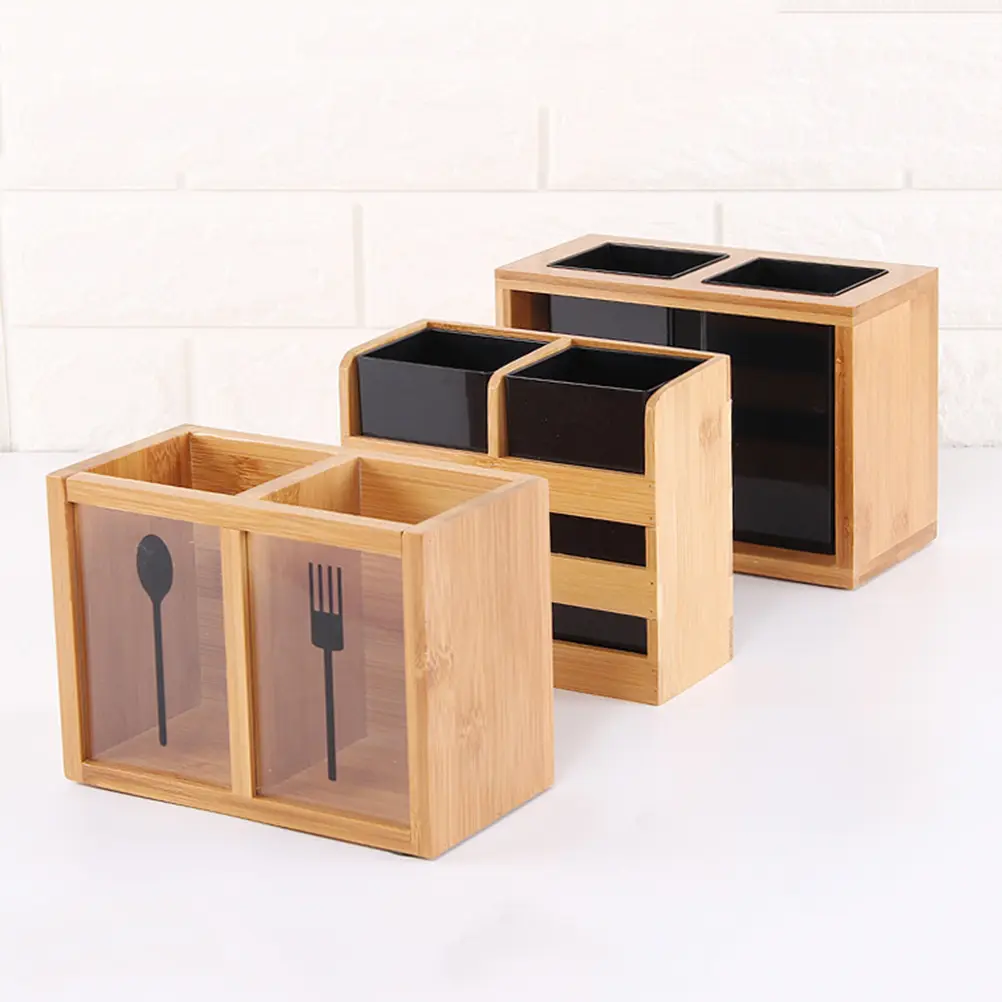 Bamboo Utensil Holder Kitchen ganizer Tool Crock Chopsticks Rack Wooden Storage Solution Premium Material Easy Clean