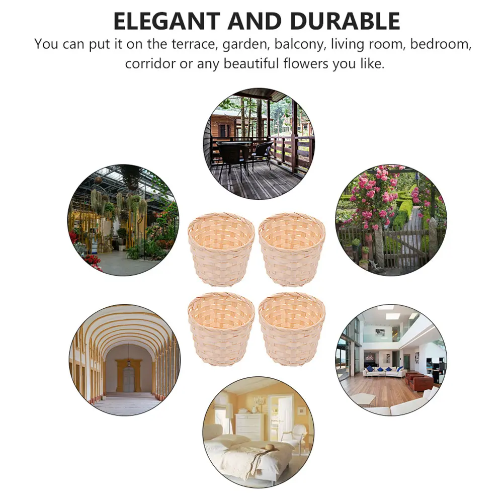 9pcs Bamboo Storage Baskets Elegant Small Size Terrace Garden Bedroom Decorative Woven Basket Sundries ganizer Household