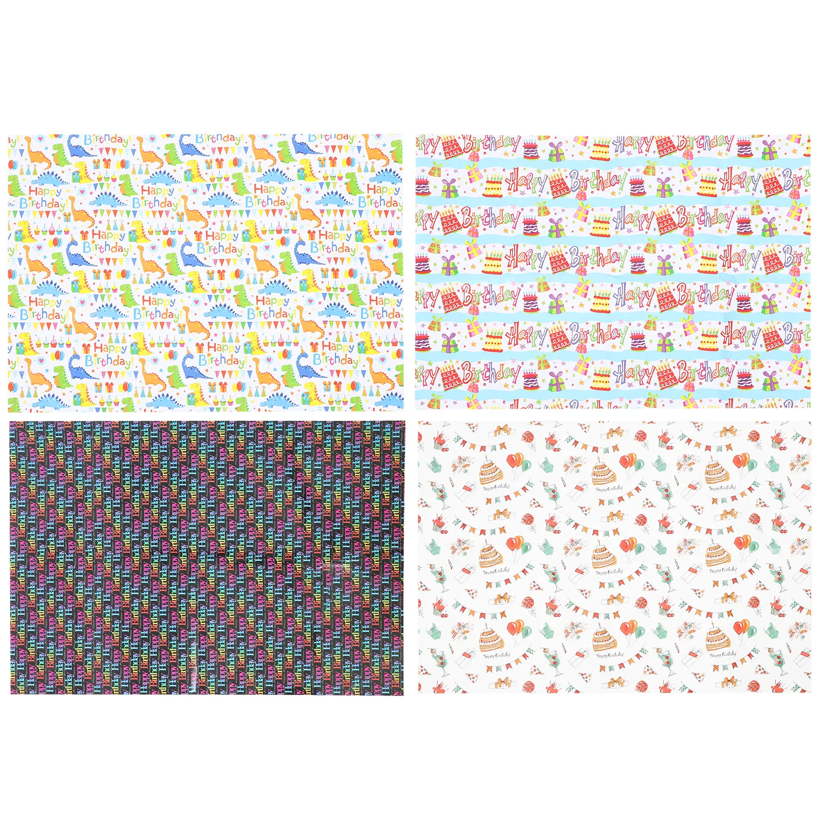4 Sheets Birthday Wrapping Paper 80g Coated Reusable Gift Packing Sheets for Candy Chocolate Ornament Storage Easy Holiday Party