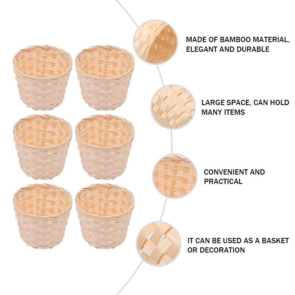9pcs Bamboo Storage Baskets Elegant Small Size Terrace Garden Bedroom Decorative Woven Basket Sundries ganizer Household