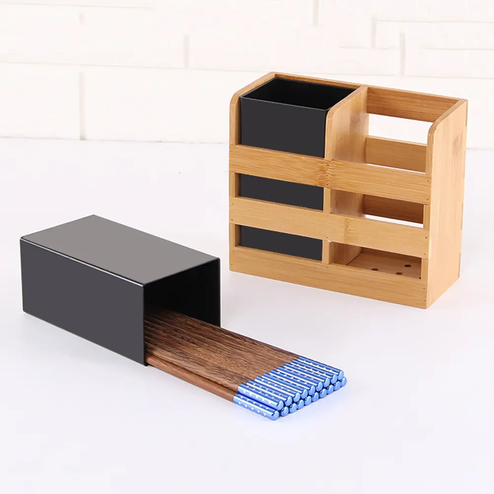 Bamboo Utensil Holder Kitchen ganizer Tool Crock Chopsticks Rack Wooden Storage Solution Premium Material Easy Clean