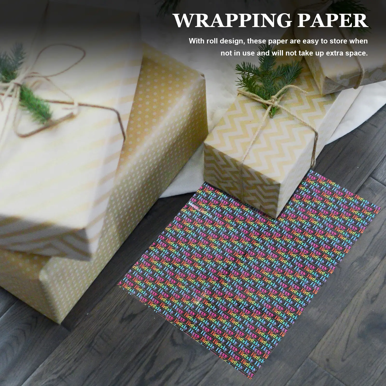 4 Sheets Birthday Wrapping Paper 80g Coated Reusable Gift Packing Sheets for Candy Chocolate Ornament Storage Easy Holiday Party