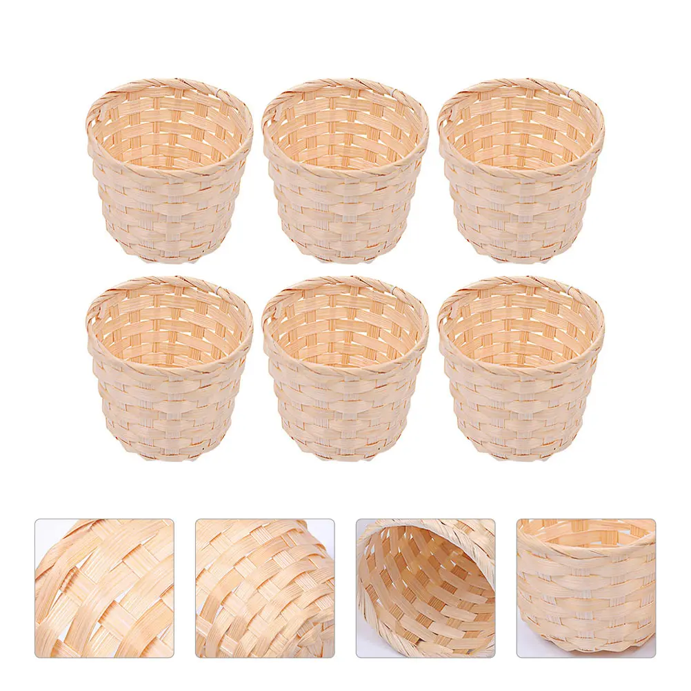 9pcs Bamboo Storage Baskets Elegant Small Size Terrace Garden Bedroom Decorative Woven Basket Sundries ganizer Household