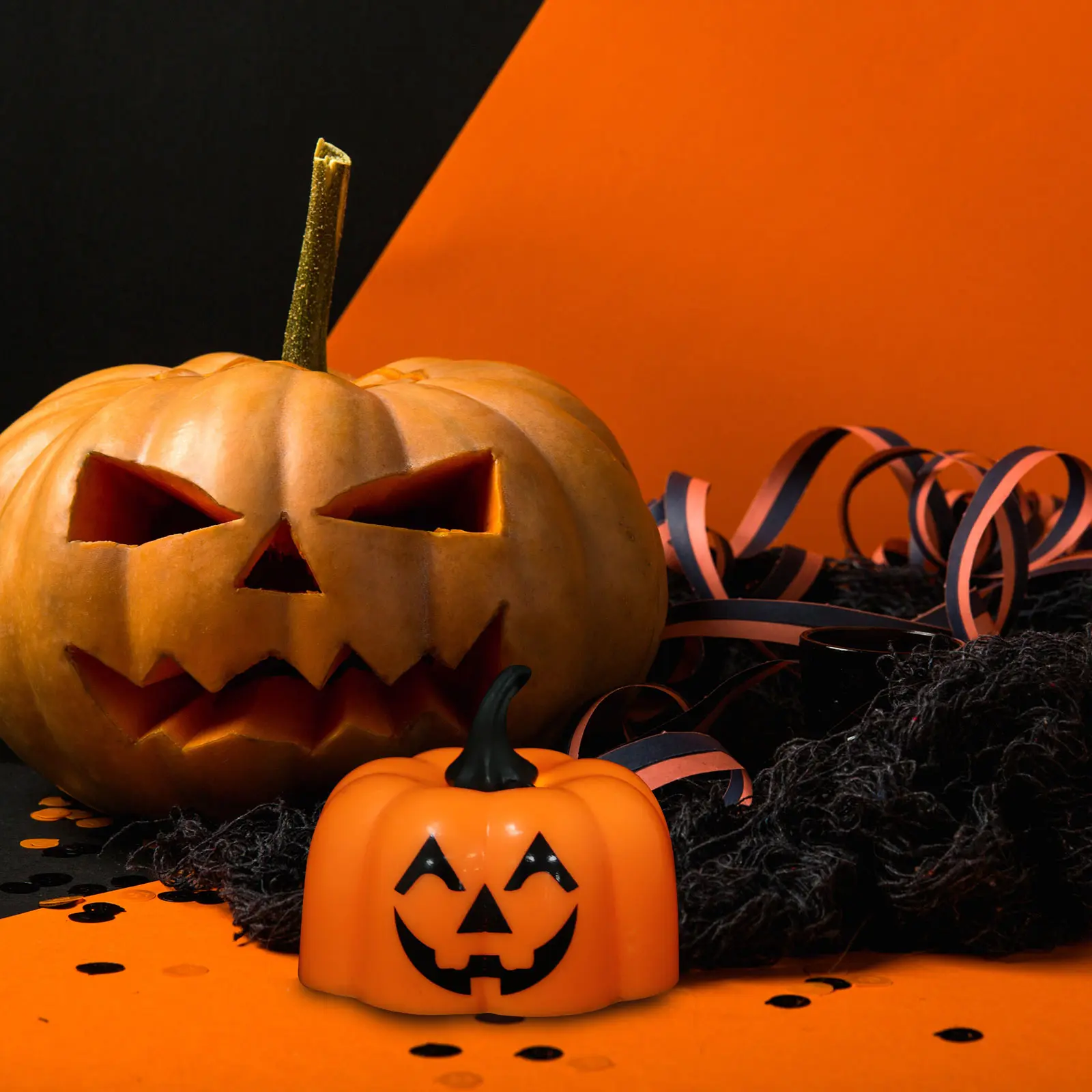 6PCS LED Electronic Pumpkin Lantern Decorative Halloween Candles Shaped Light Festival Gifts Pumpkin Lamp