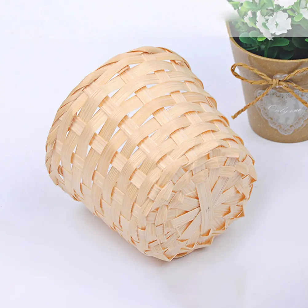 9pcs Bamboo Storage Baskets Elegant Small Size Terrace Garden Bedroom Decorative Woven Basket Sundries ganizer Household