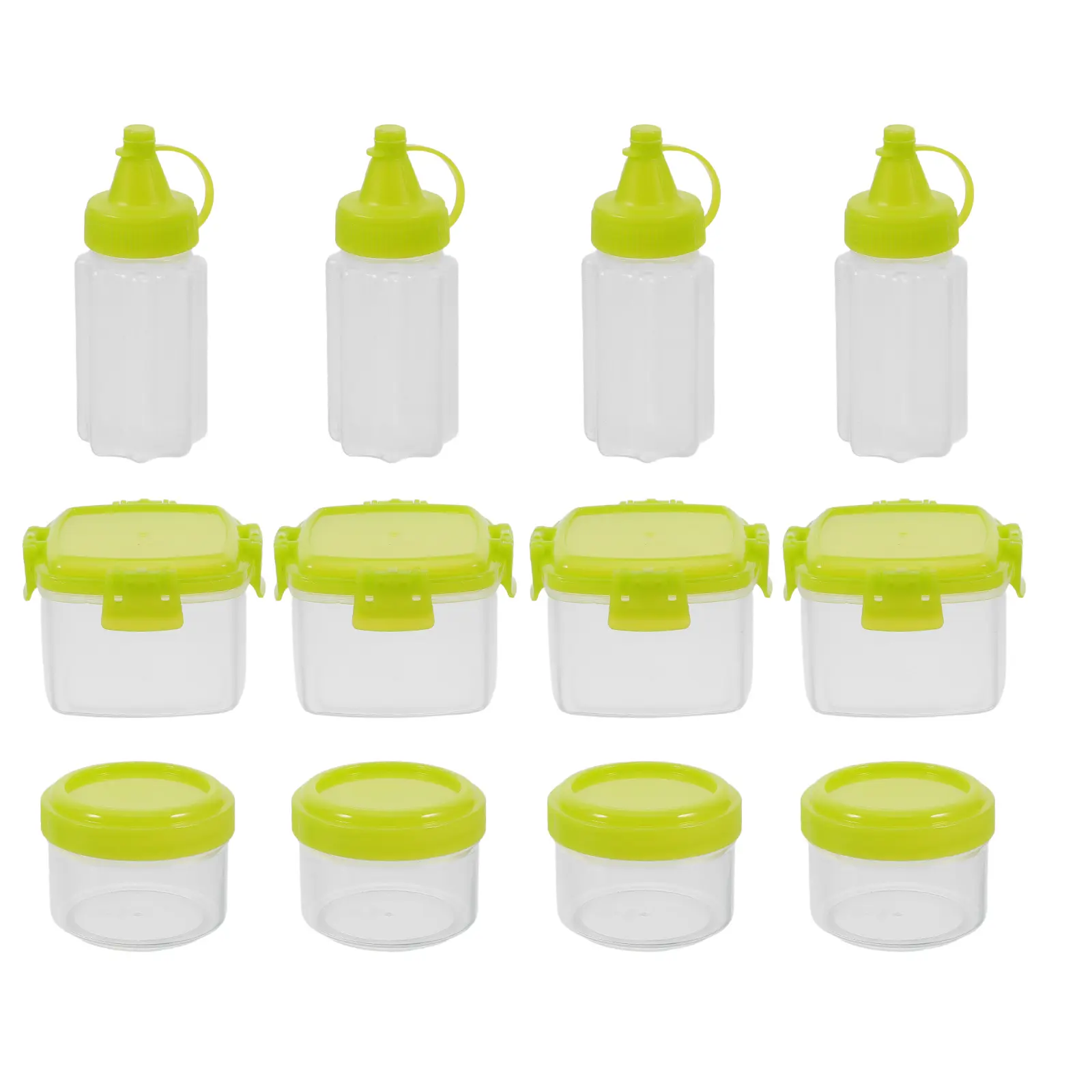 12 PCS Seasoning Box Mini Condiment Jars Squeeze Ketchup Bottle Field Dressing Plastic Bottles Travel