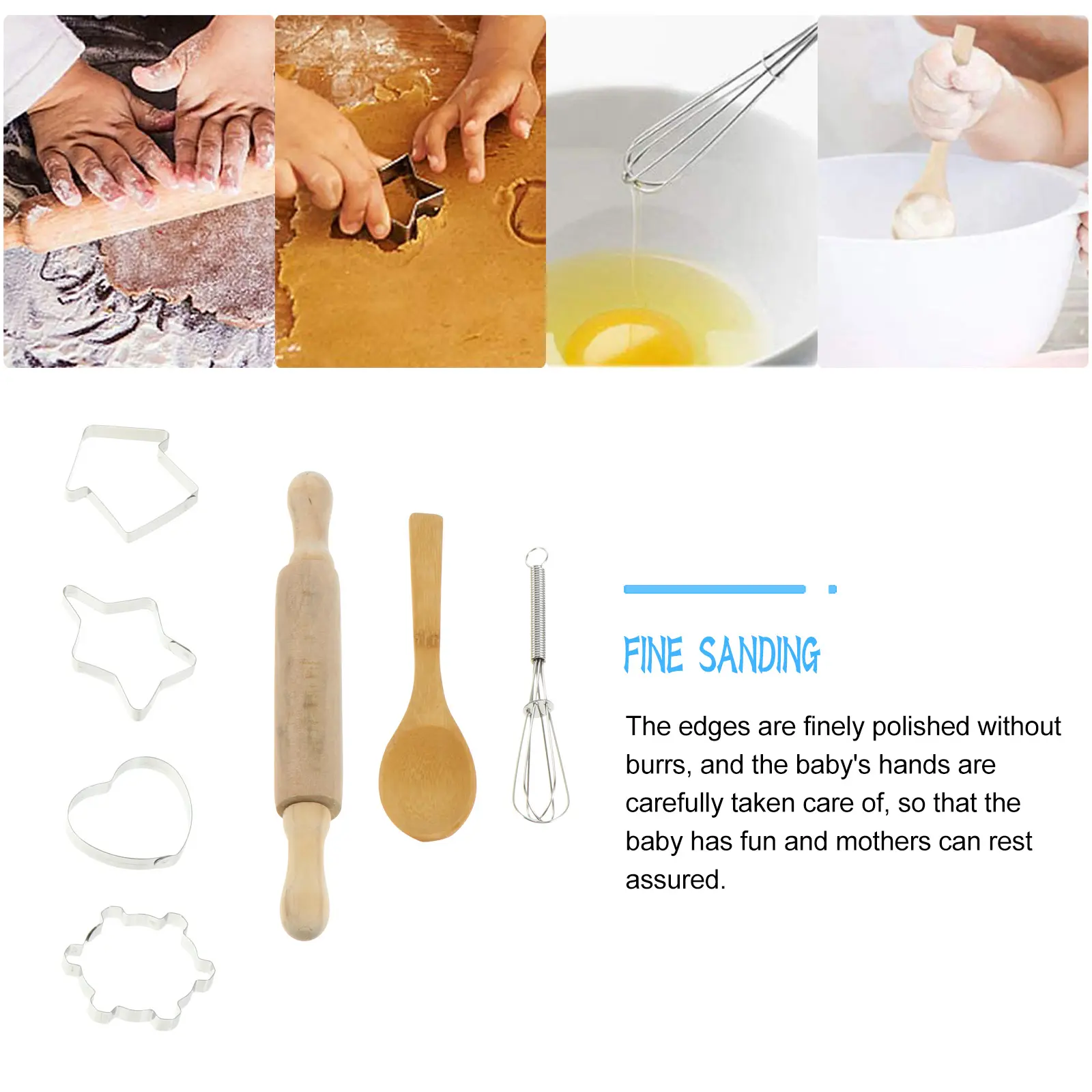 11pcs Children Kitchen Cookware Set Blue Plastic Cosplay Accessories Chef Costume Creative Pattern Apron Cloth Storage