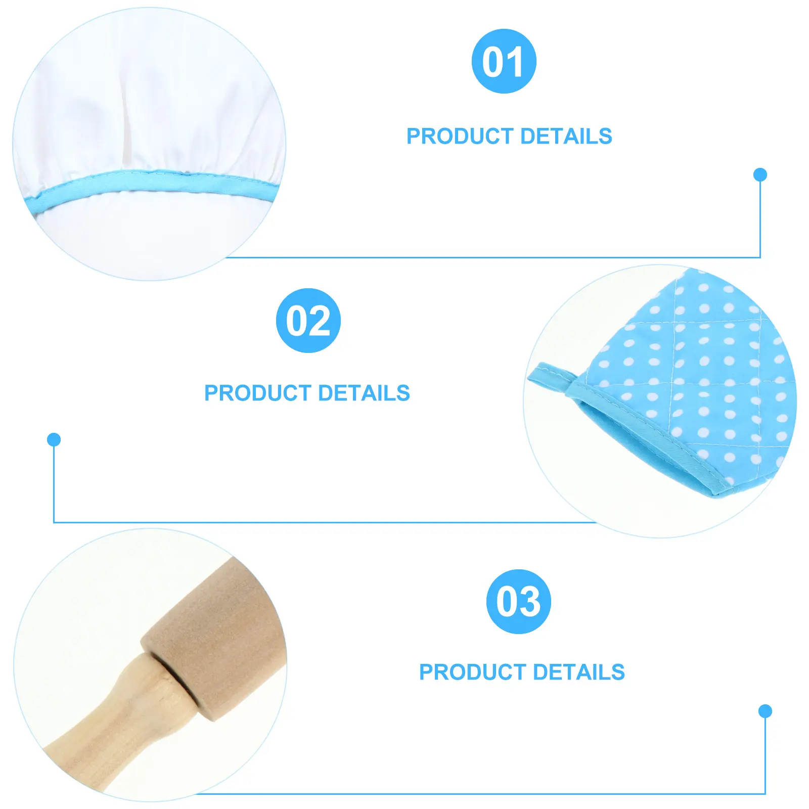 11pcs Children Kitchen Cookware Set Blue Plastic Cosplay Accessories Chef Costume Creative Pattern Apron Cloth Storage