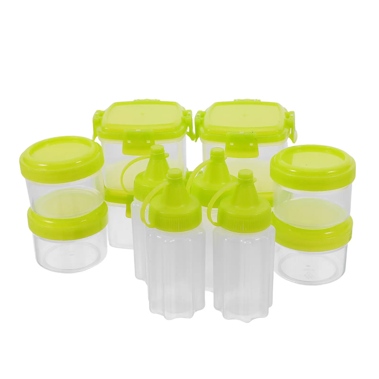 12 PCS Seasoning Box Mini Condiment Jars Squeeze Ketchup Bottle Field Dressing Plastic Bottles Travel