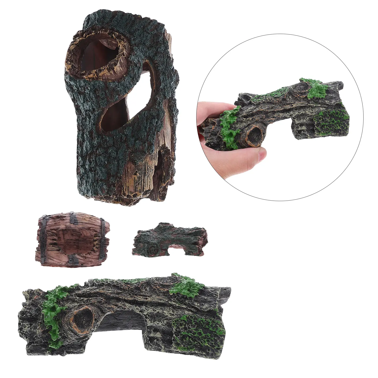 4 Pcs Decoration Fish Decorations for Tank Aquarium Tree Driftwood Hideout Freshwater Resin Extra Large