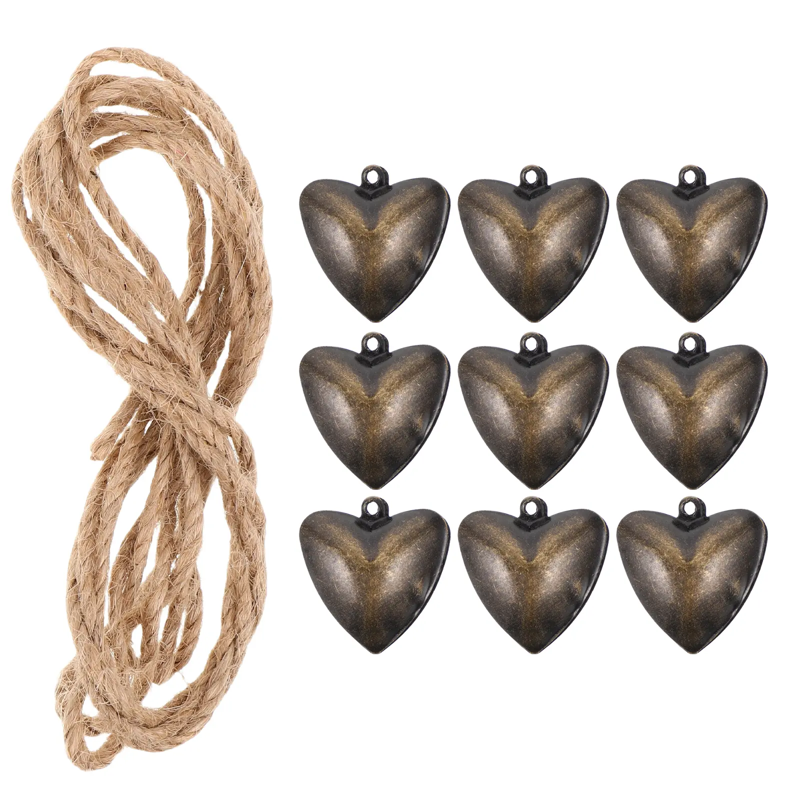 1 set Retro Heart-shaped Bells Wind Chime Hanging Decor Mini Farmhouse Vintage Metal Pendant Indoor Outdoor Balcony Cafe