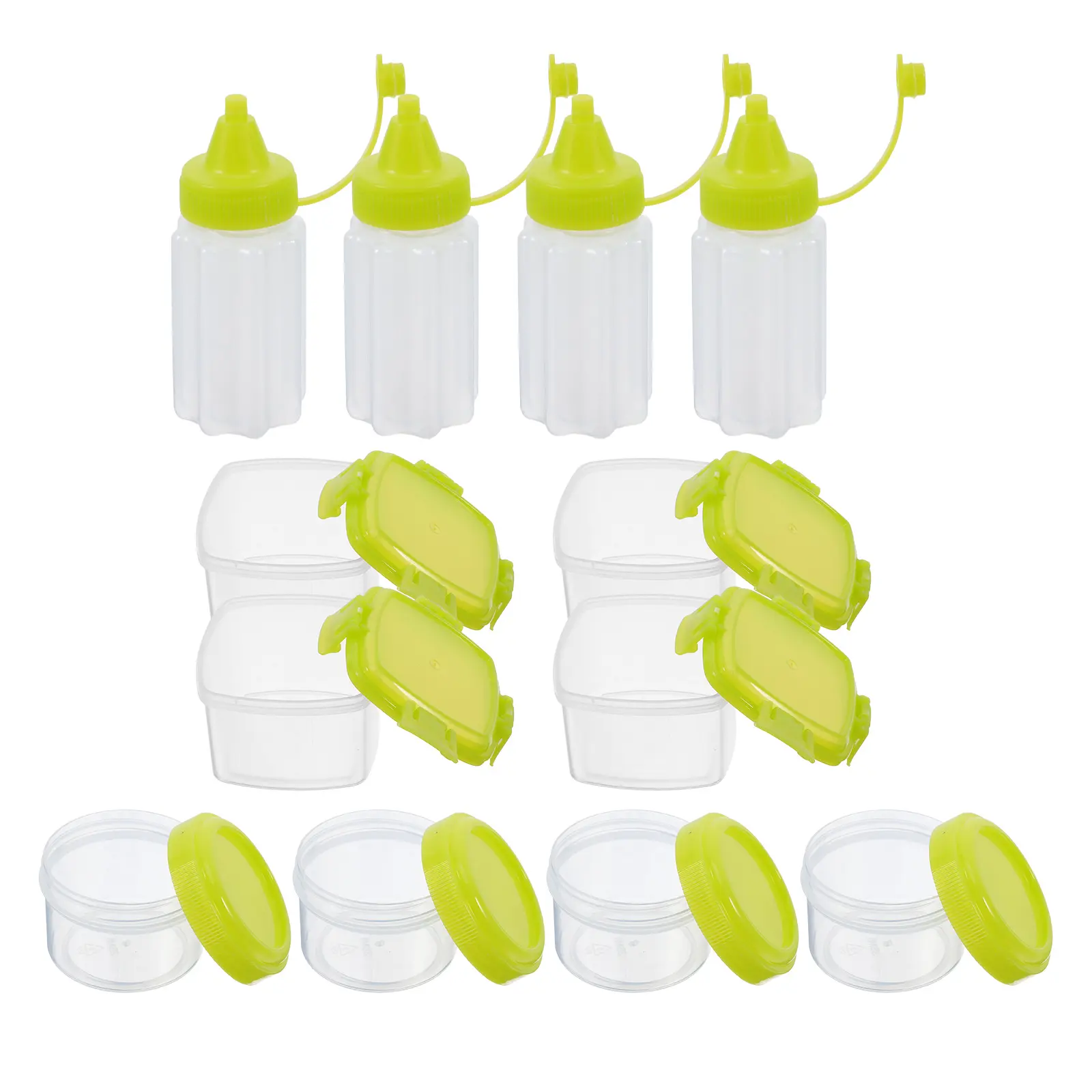 12 PCS Seasoning Box Mini Condiment Jars Squeeze Ketchup Bottle Field Dressing Plastic Bottles Travel