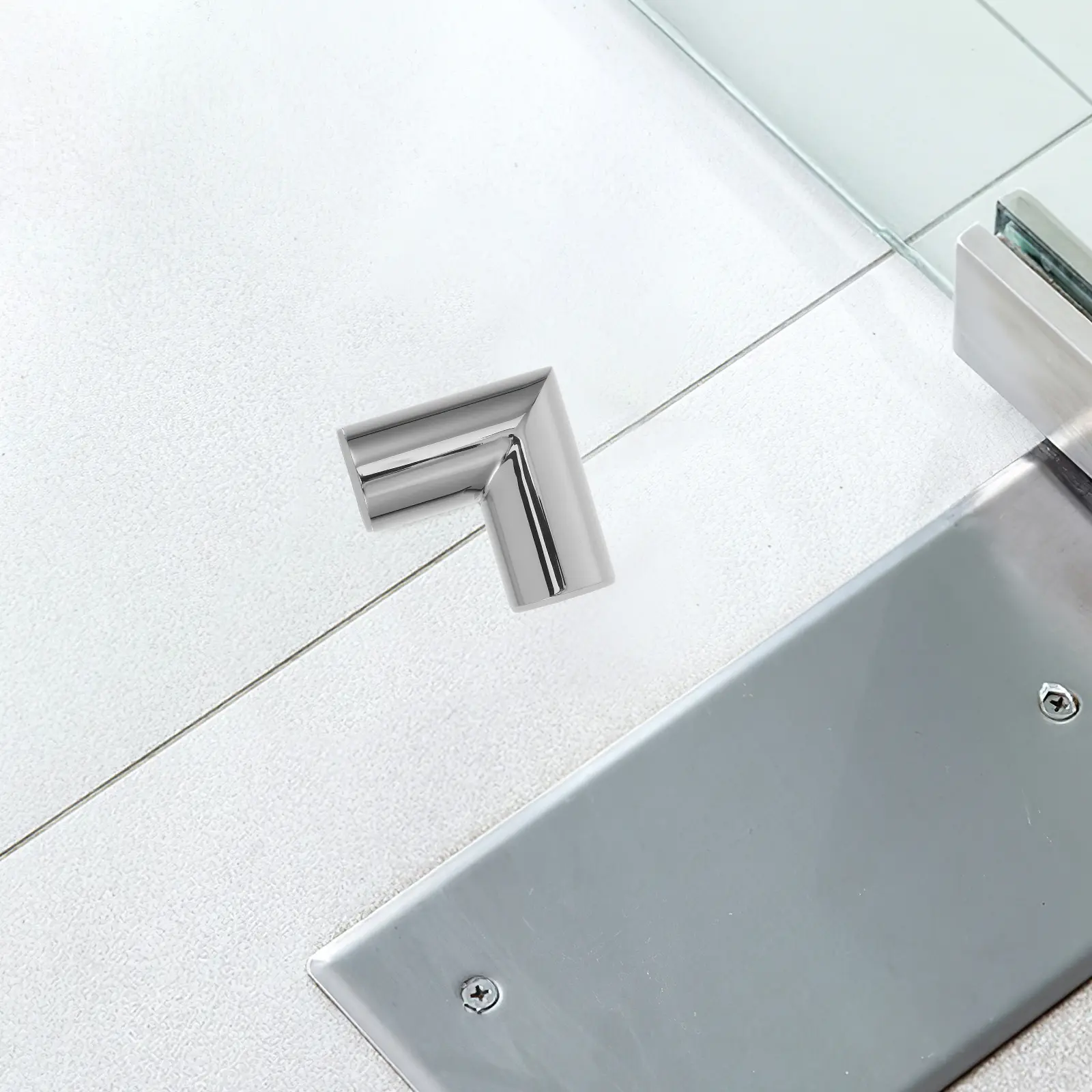 1pc 90 Degree Elbow Pipe Clamp Stainless Steel Bathroom Tube Corner Connector Glass Door Bracket Exhaust Pipe Support Turn Down