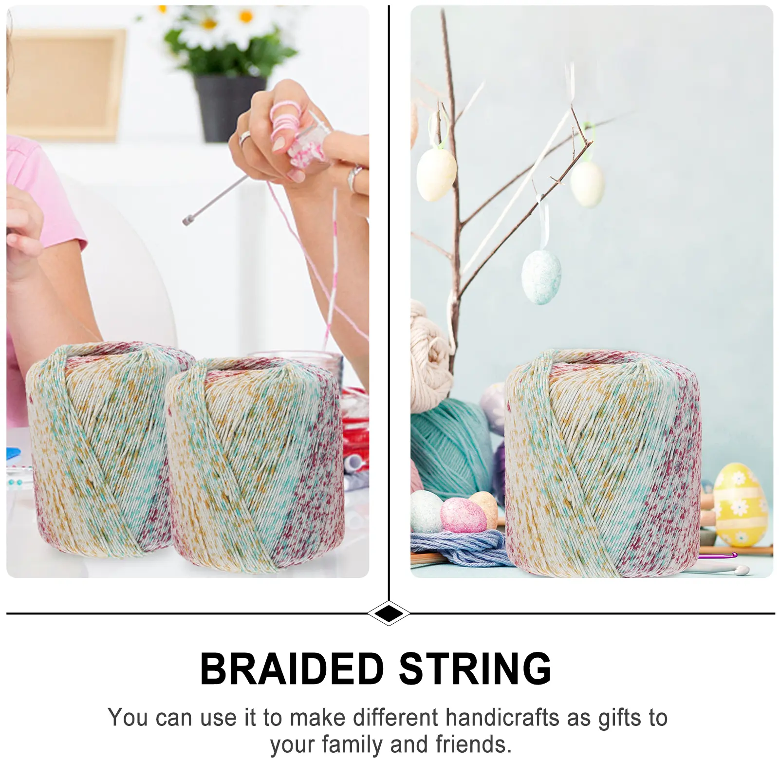 2 Rolls Lace Thread Cotton Diy Accessories Braided Rope Handmade Knitting Craft Cord Durable Flexible Practical For All Craft