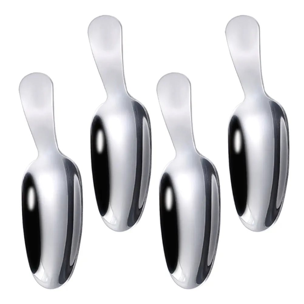 4 Pcs Spoons Dessert Small Scoops Filter Stainless Steel Short Handle Short-handled Silver Appetizer Office