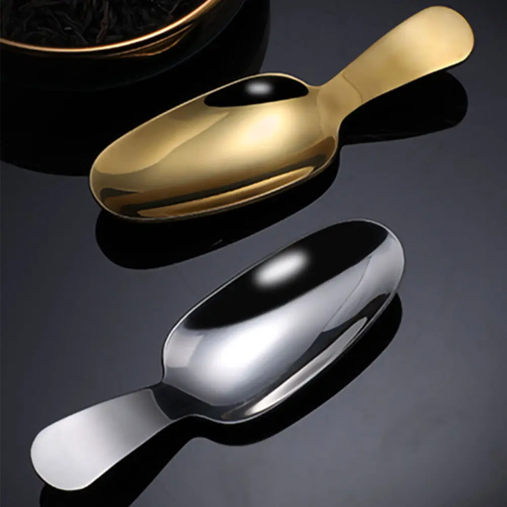 4 Pcs Spoons Dessert Small Scoops Filter Stainless Steel Short Handle Short-handled Silver Appetizer Office