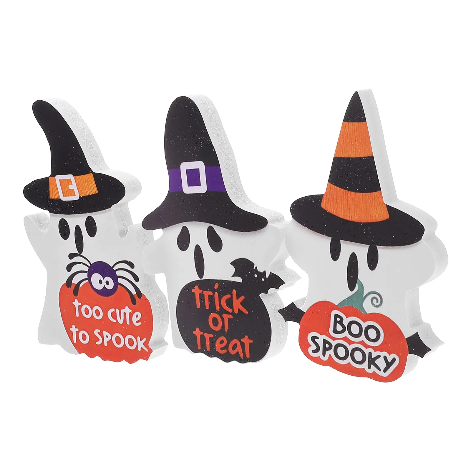 3pcs White Ghost Decorations Halloween Table Signs Cute Indoor Ghosts Home Aesthetic Party Festive Coffe Table Shelf nament