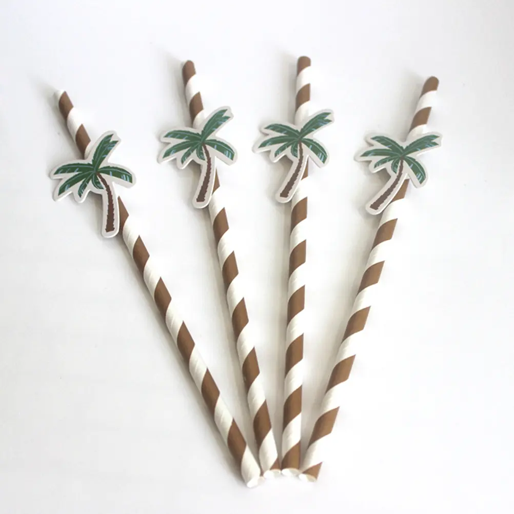 50pcs Hawaiian Paper Straws Eco Friendly Food Grade Safe Party Drinking Straw for Smoothies Coffee Tea Holiday Cocktails Luau