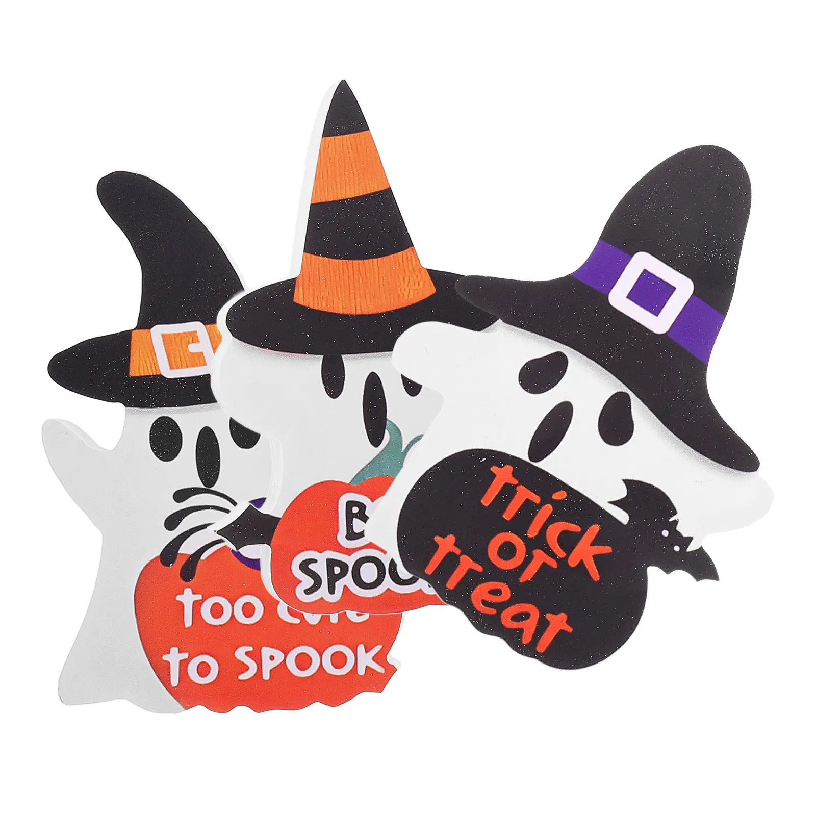 3pcs White Ghost Decorations Halloween Table Signs Cute Indoor Ghosts Home Aesthetic Party Festive Coffe Table Shelf nament